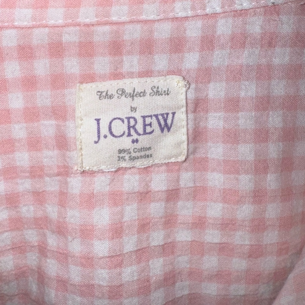 J.Crew The Perfect Shirt Pink Gingham Button Down Stretch Cotton 24” - Picture 6 of 8